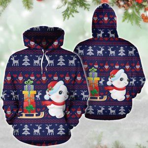 Cute bear santa claus gifts merry christmas hoodie